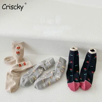 criscky 2022 autumn baby socks new cotton stripe cartoon floral girls socks plain cute socks for girls clothes accessories