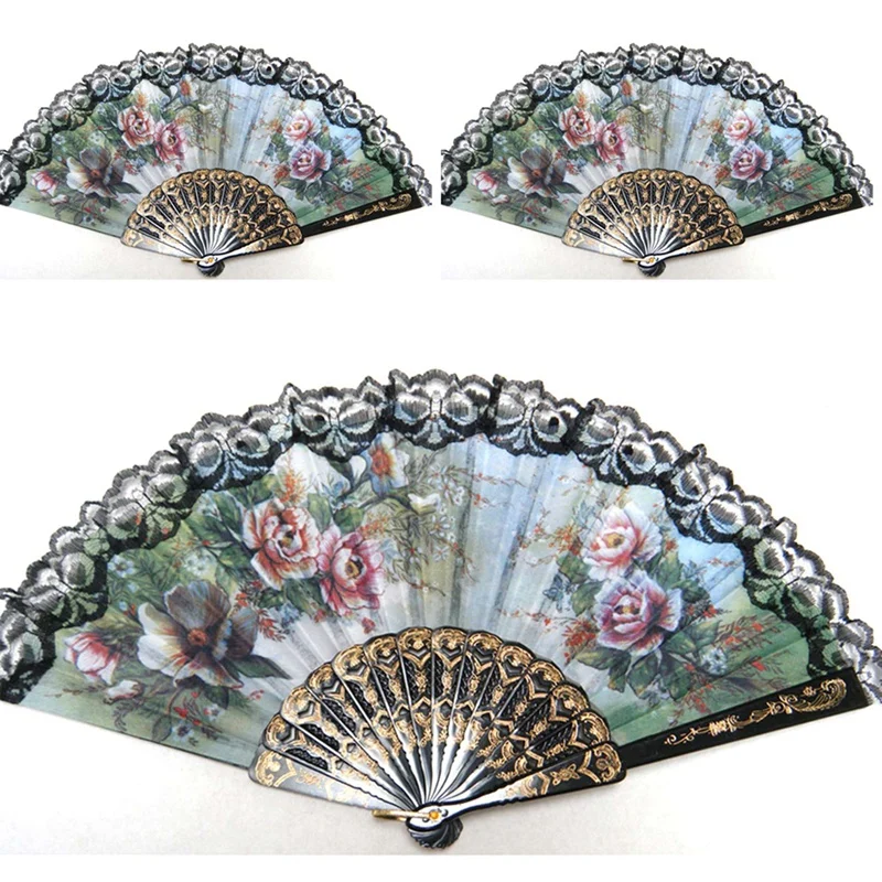 

Новый 3х Ручной Веер в испанском стиле, декоративный дизайн, цветок пиона