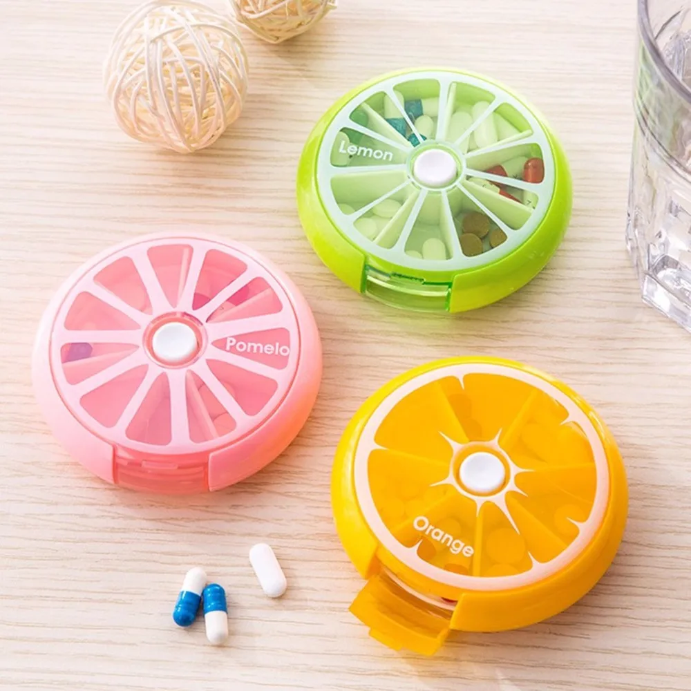 

Pill Box Fruit Shaped Vitamin 7 Day Weekly Medicine Pillbox Tablet Storage Case Container Cases Travel Round Health Care
