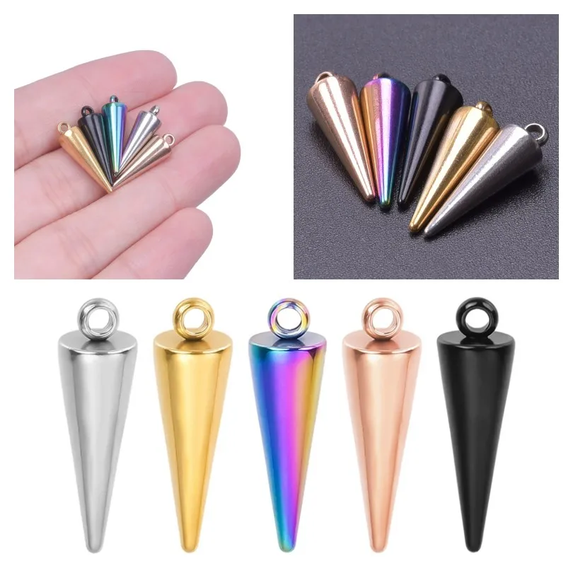 

8/16pcs New Stainless Steel Circular Cone Charms for DIY Jewelry Making Bulk DIY Earrings Pendant Findings Handmade Accessories