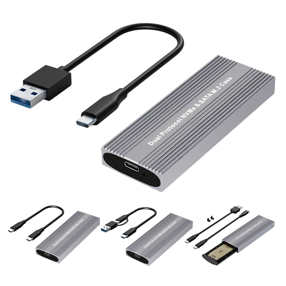 

M.2 SATA NVME SSD корпус двойной протокол M Key B & M Key SSD Внешний фонарь JMS581D чип 2230/2242/2260/2280 SSD