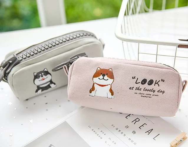 

Creative Cartoon Cute Dog Big Zipper Girly Heart Large Capacity Pencil Case Stationery Case PEN Bag Pencil Pouch