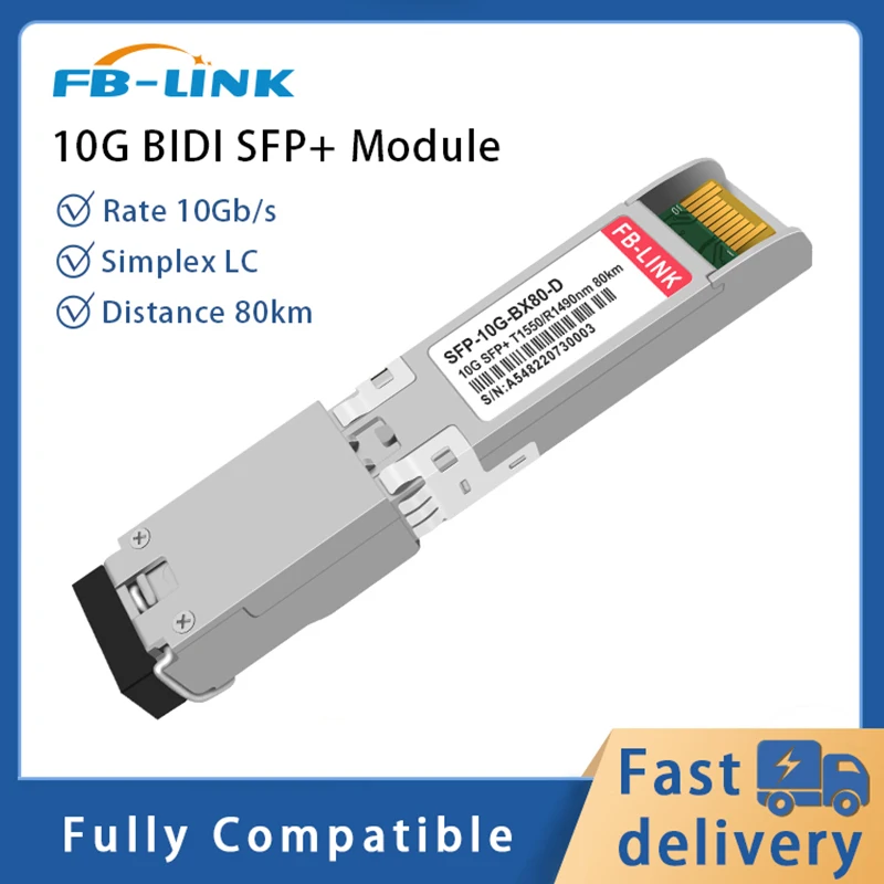 Фото Оптический трансивер SFP+ 10G BIDI 80KM LC с одним оптическим волокном, 1490 нм/1550 нм, DOM, совместимый с коммутаторами Cisco, Mikrotik, Mellanox №2