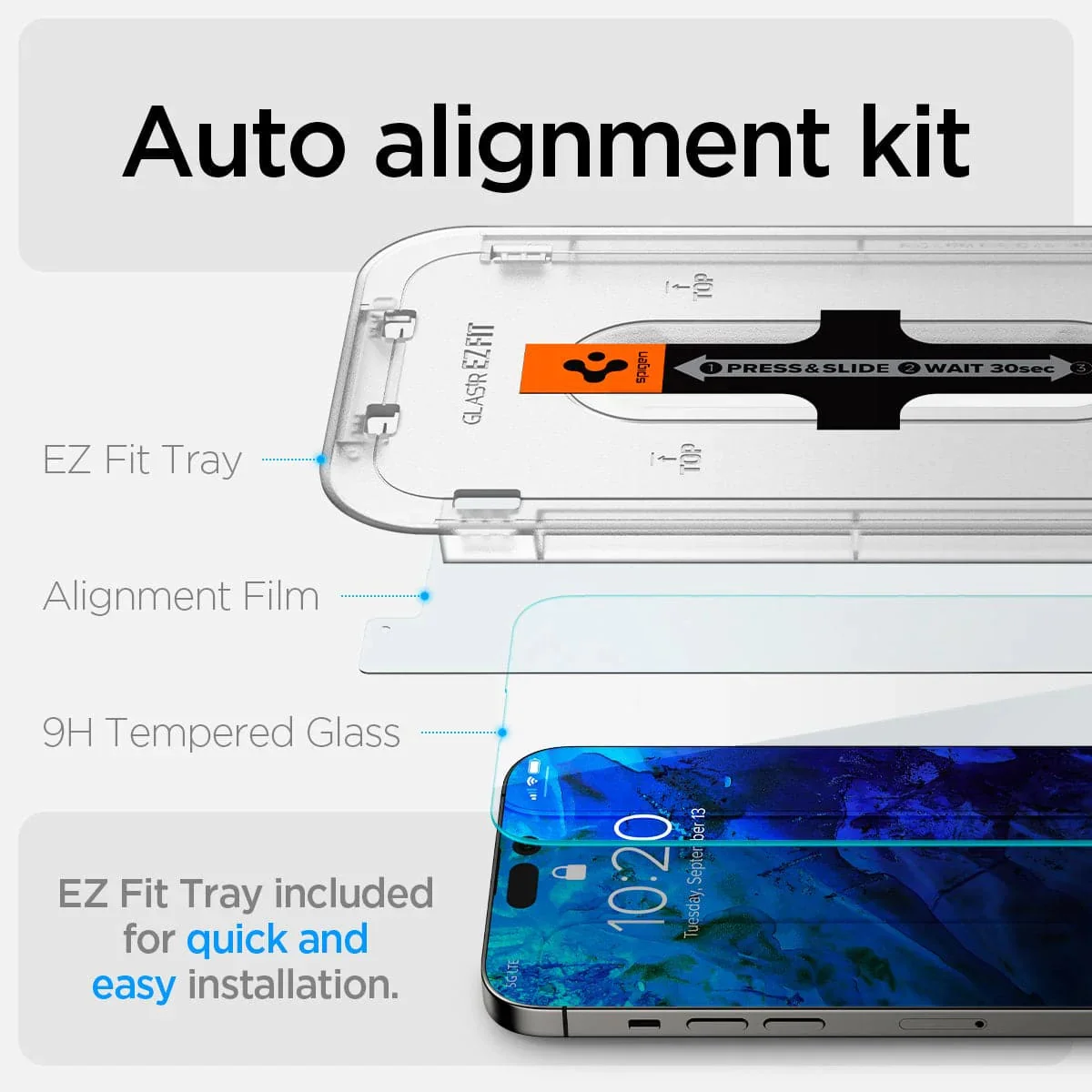 Spigen Glas.tR EZ Fit (Sensor Accurate) Matching Screen Protector on For 12 13 14 Pro Max Tempered Glass Fast Installation 1 PC