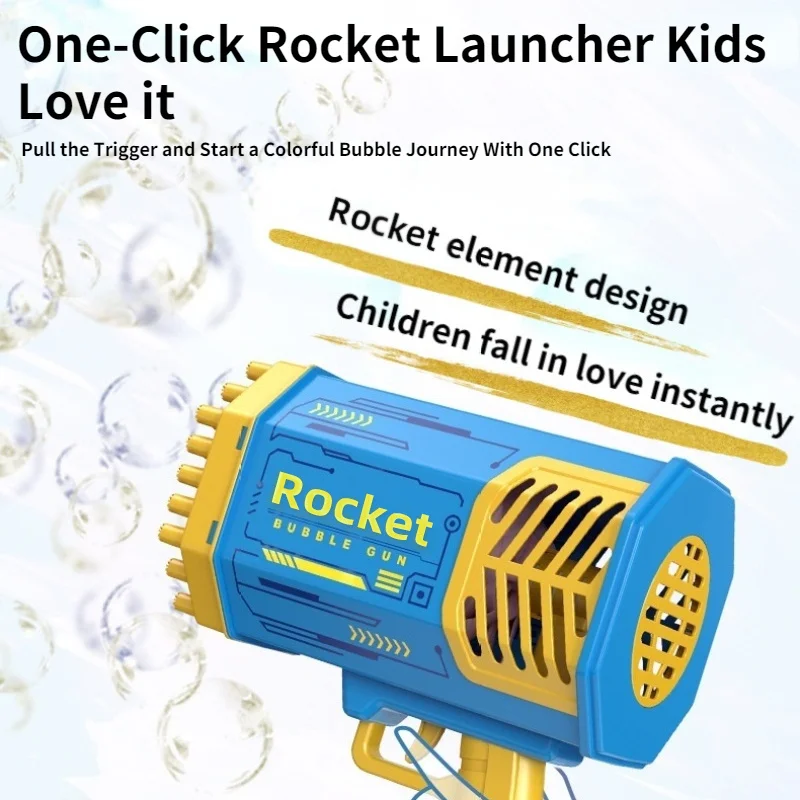 

Bubble Gun Rocket 69 Holes Soap Bubbles Machine Gun Shape Automatic Blower With Light Toys For Kids Day Gift Surprise price Best
