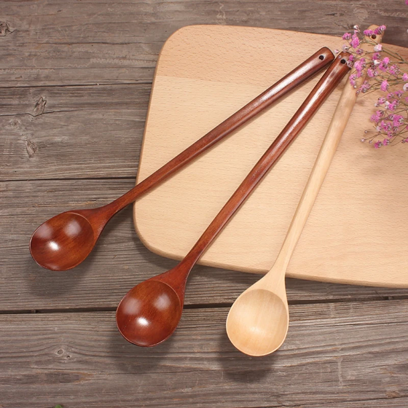 

Wooden Spoon Kitchen Cooking Utensil Tool Soup Teaspoon Catering Wooden Spoon Kitchen Long Handled natural bamboo flatware