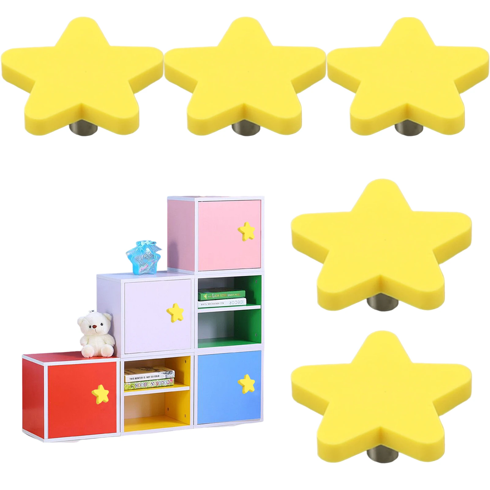 

5pcs Cabinet Knob Anti Bump Star Cloud Solid Cute Soft Rubber Wardrobe Cupboard Replacement Drawer Heavy Duty Kids Room