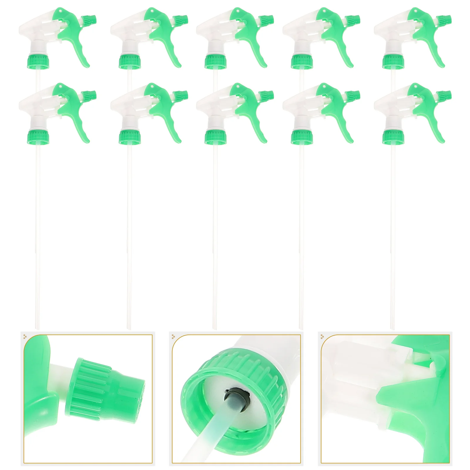 

10pcs Spray Bottle Trigger Replacement Spray Nozzle Stream Sprayer For Gardening Cleaning Watering ( Green )