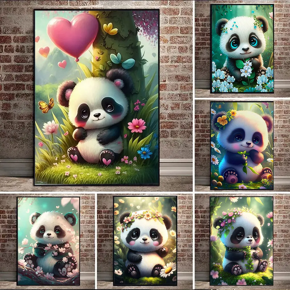 

5D Diy Diamond Painting Cute Panda Full Rhinestones Embroidery Mosaic Art Cross Stitch Kits Home Decor New Arrivals 2023