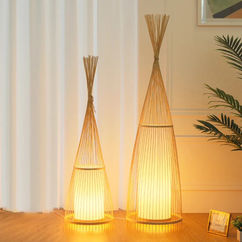 

Floor Lamp Living Room Bamboo Artwork Lamps Tea Room Club Japanese Southeast Asia Creative Decoration Bamboo Floor Lamp