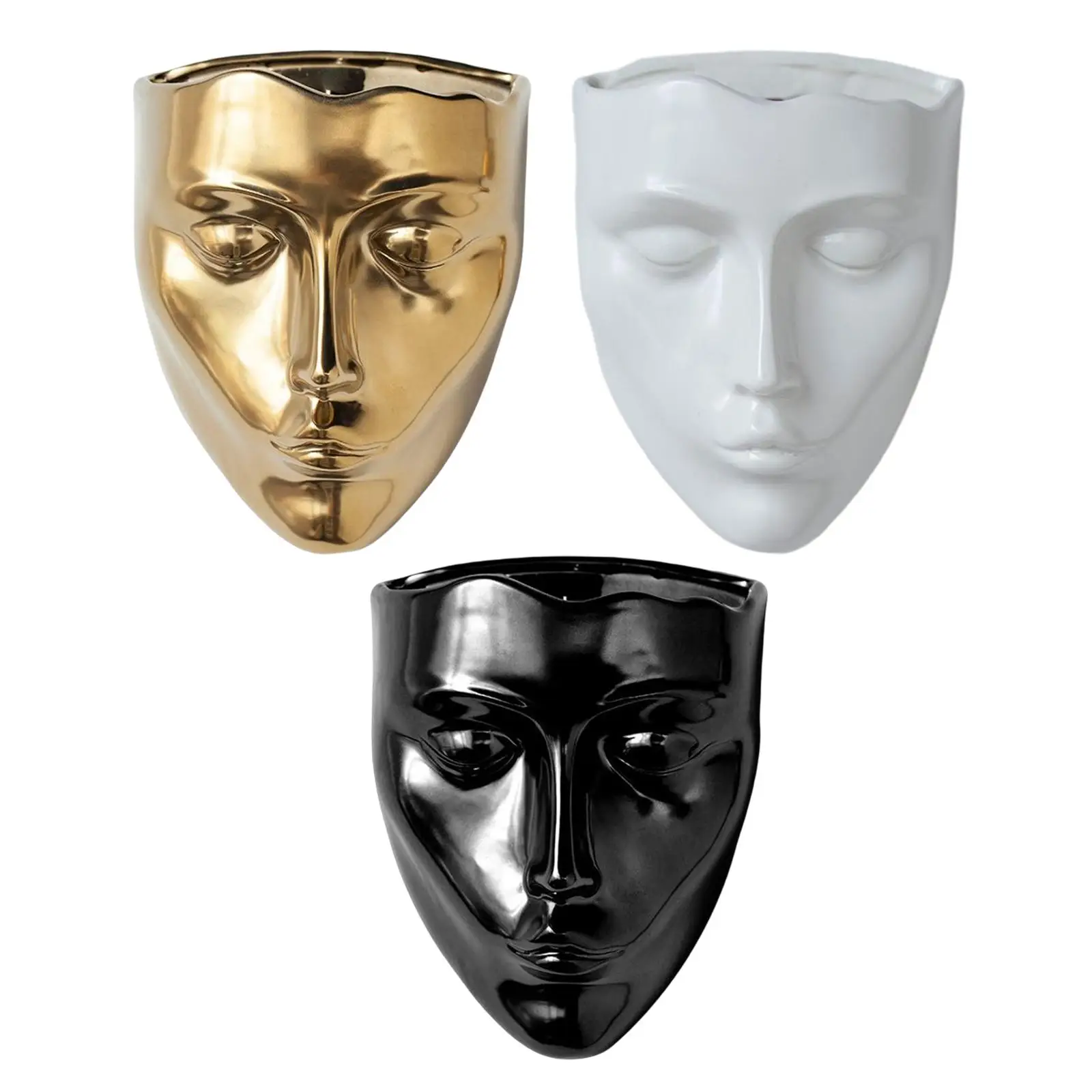 

3Pieces Creative Planter Decoration Wall Mounted Face Flower Pot