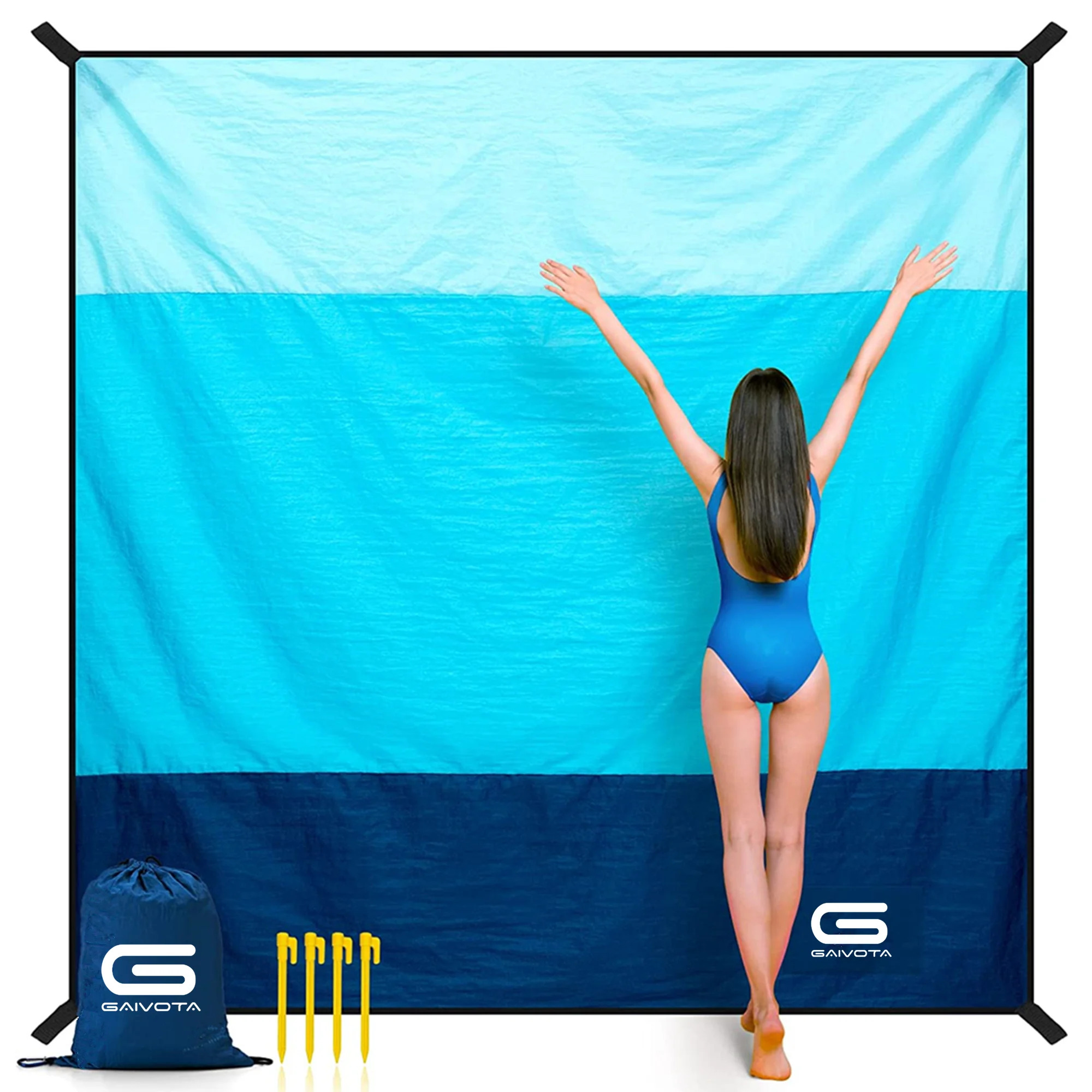 

GAIVOTA Beach Blanket Waterproof Sandproof Oversized Portable Outdoor Beach Blanket for 8 Adults Beach Travel, Picnic, Camping