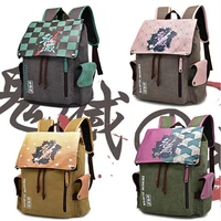 demon slayer backpack anime kamado tanjirou canvas backpack boys girls schoolbag travel rucksack bags cosplay accessories
