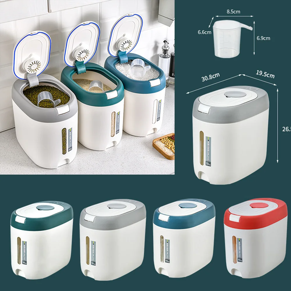 

Home Sealed Rice Storage Box Visible Window Cereal Grain Container Dry Food Dispenser Grain Storage Jar Kitchen StorageOrganizer