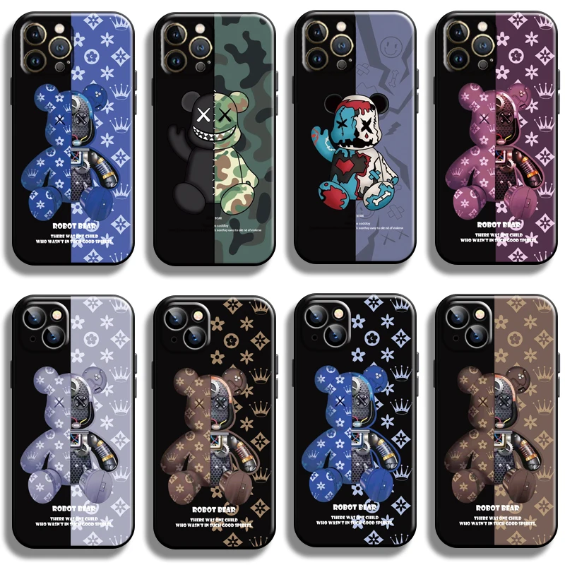 

Luxury Trend Fashion Bear For Apple iPhone 13 12 11 Pro Max Mini X XR XS Max SE 6 6S 7 8 Plus Phone Case Soft Carcasa Coque