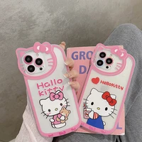 new cute cartoon hello kitty creative lens phone cases for iphone 13 12 11 pro max xr xs max x couple anti drop soft cover gift