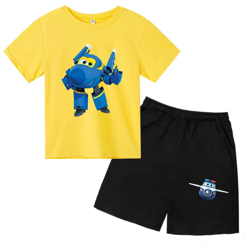 

Boys Girls O Neck Short Sleeve Suit T-shirt + Shorts 2-Piece Set 2022 Summer New Cartoon Print Kawaii Kids Clothes Baby Tees