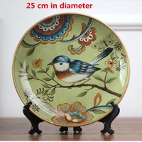 american pastoral flower and bird ceramic plates retro art ornaments home living room wine cabinet decoration crafts