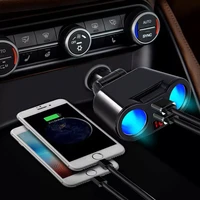 car cigarette lighter socket splitter plug for mobile phone mp3 dvr suv auto accessories with led dual usb charger ports adapter