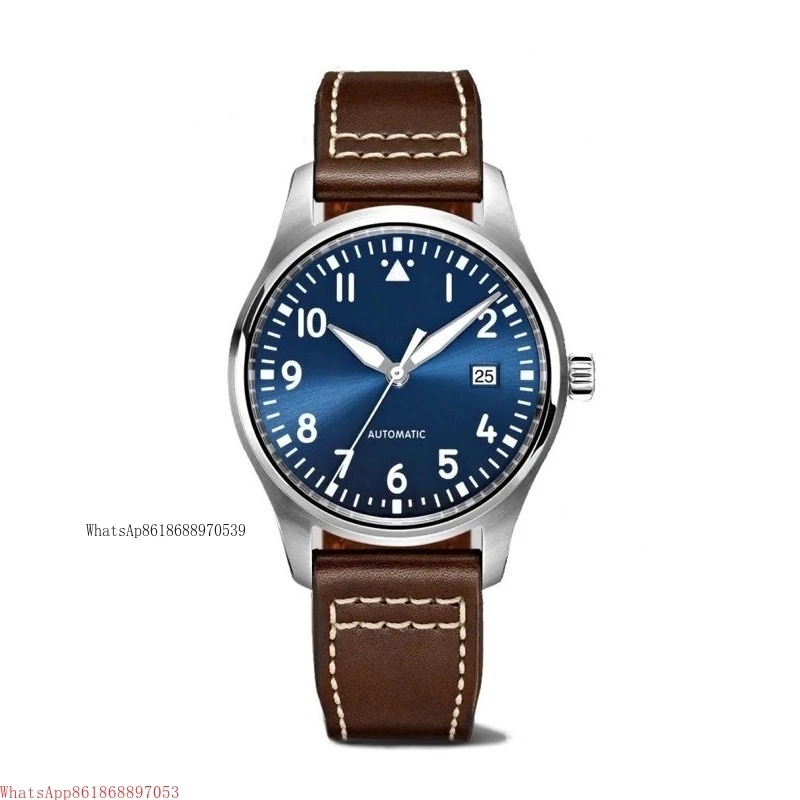 

mechanical mens watch automatic Mark XVIII brown leather blue