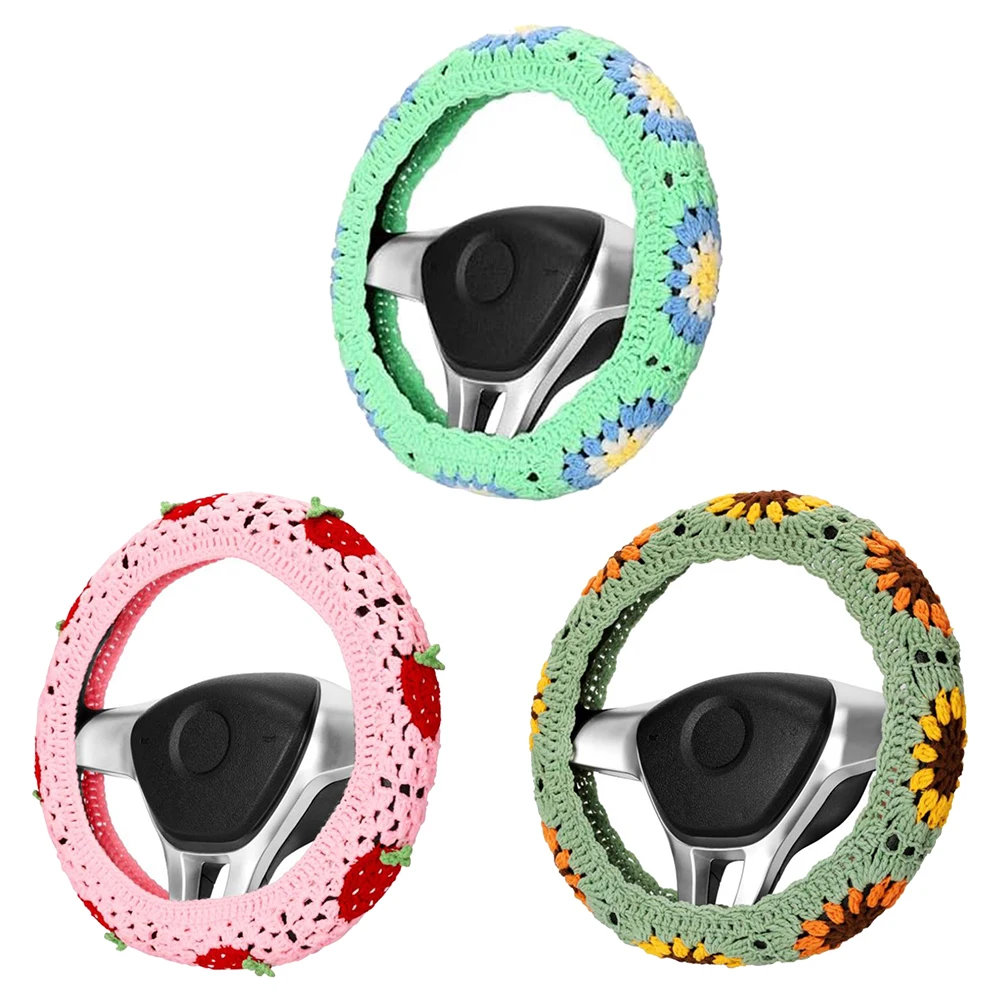 Авто милый вязаный крючком чехол на руль автомобильные нескользящие рулевые