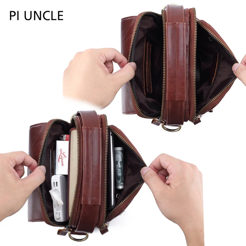 High-quality Luxury New Leather Men's Shoulder Bag Vintage Oil Wax Head Layer Cowhide Crossbody Bag