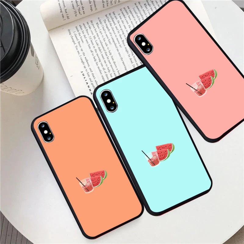 

Watermelon juice pattern phone Case For IPhone 13 12 11 Pro Max Mini SE XR X XS Max 8Plus 7plus 6 soft6S New Shell phone Case