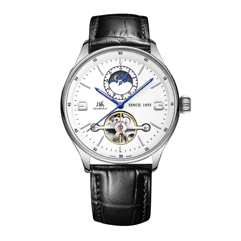 Фото Мужские механические часы Shanghai Watch серии National с золотым корпусом, инкрустированные камнями, с изображением Солнца, Луны и Звезд №1