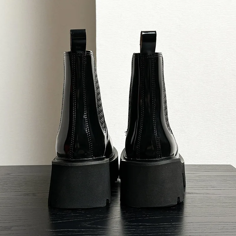 Мужские ботильоны из лакированной кожи высотой 6 см роскошные качественные