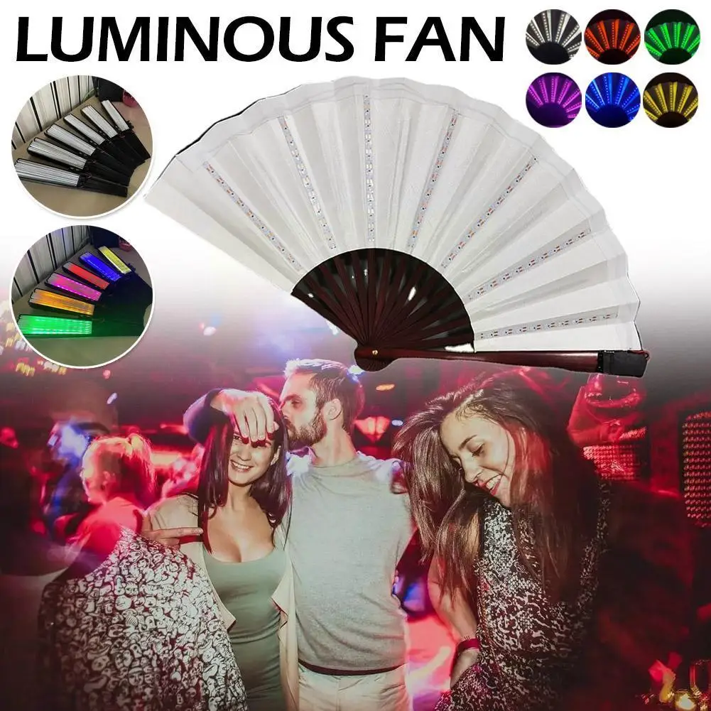

New Fashion Bar Fan Luminous Disco Fan Trend Electric Wedding Party Festival Props Props Party Performance Folding Flash V7f4