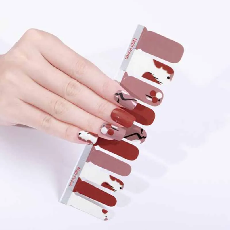 Полное покрытие самоклеящиеся наклейки для дизайна ногтей милые обертывания