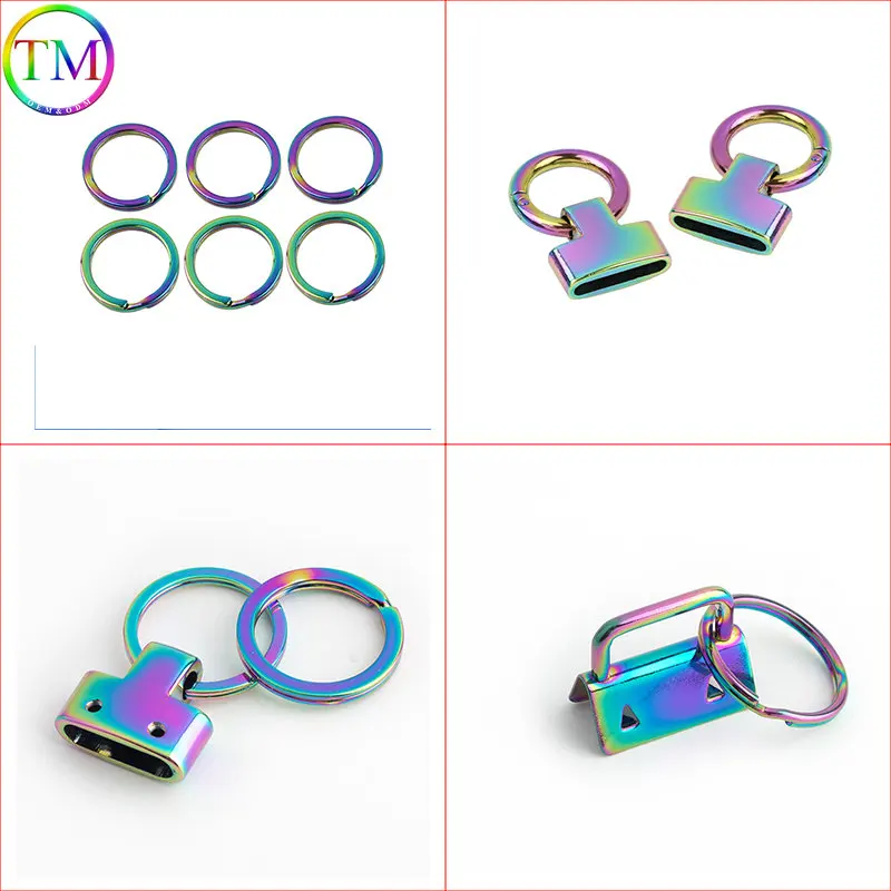 10-50 Pieces Rainbow Fashion Metal Key O Ring Holder Making Round Split Keychain Keyring Pendant Fob Chain Ring Bag Hardware