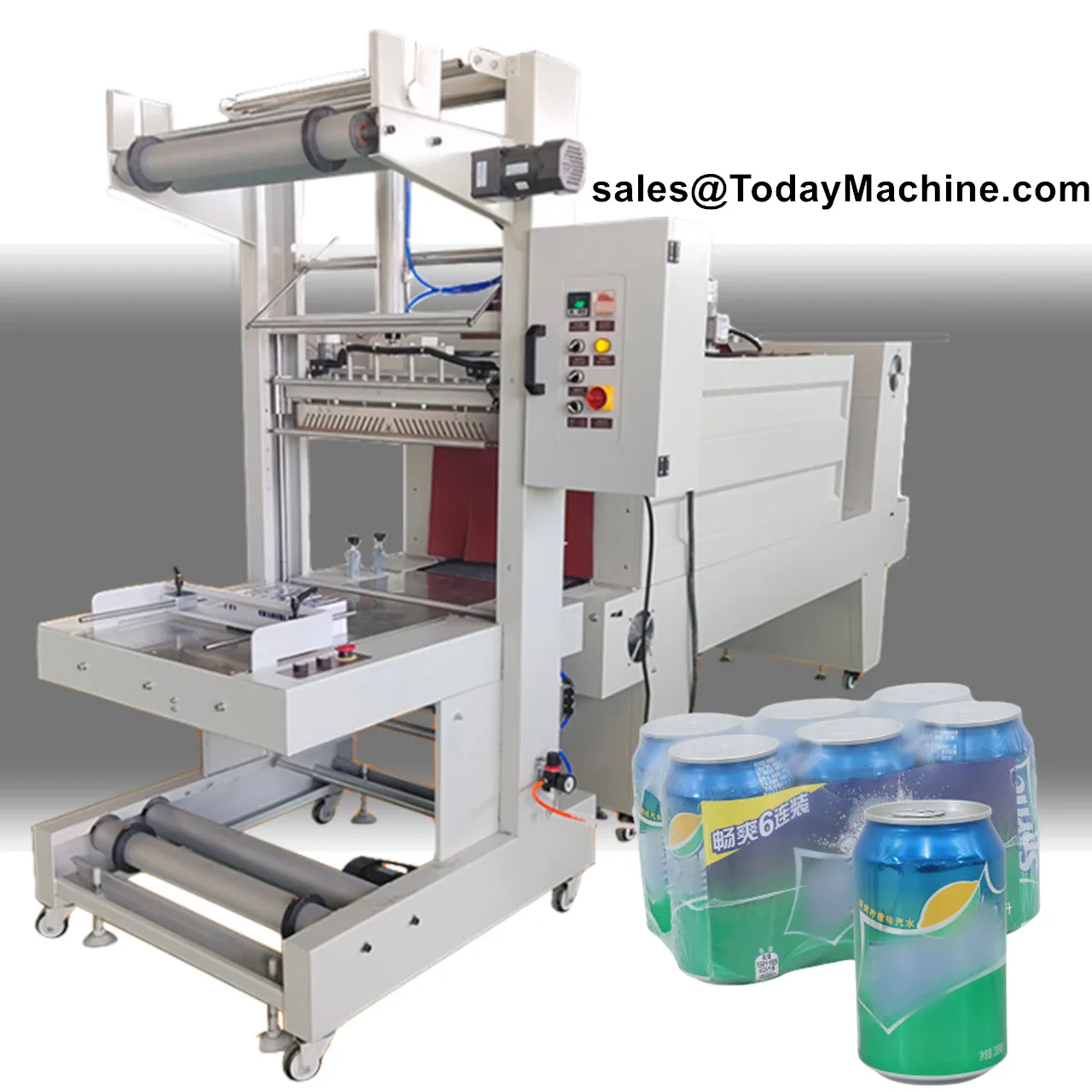 

PE Film Shrink Wrapping Carton Box Mineral Water Bottles Packing Machine With Heat Shrink Tunnel