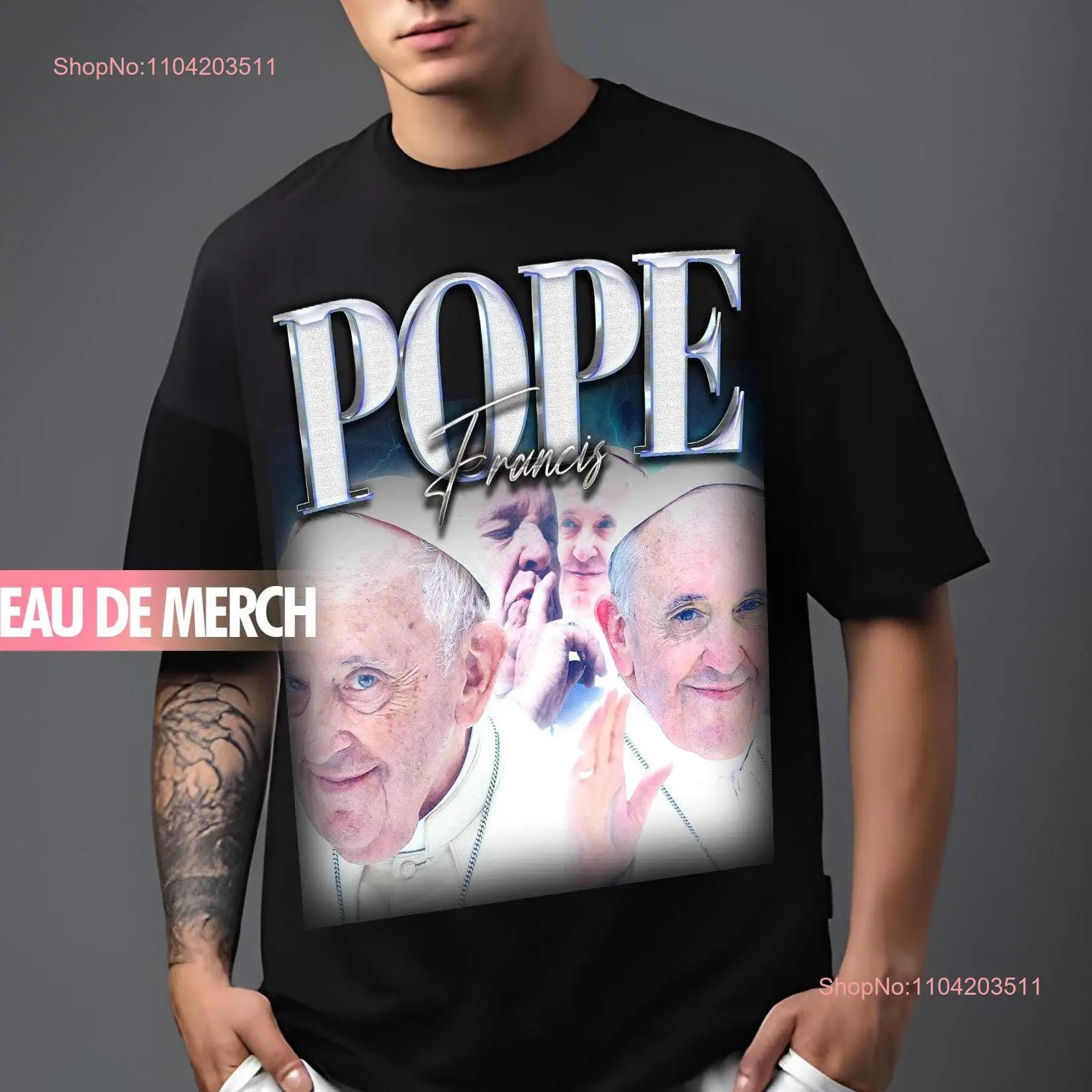 Футболки POPE FRANCIS Винтажная футболка 90-х годов Merch Homage Fans с длинными или короткими