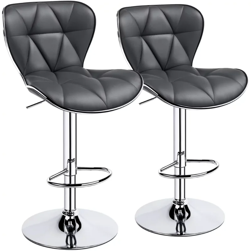 

Alden Design 2pcs Adjustable Midback Faux Leather Bar Stool Set