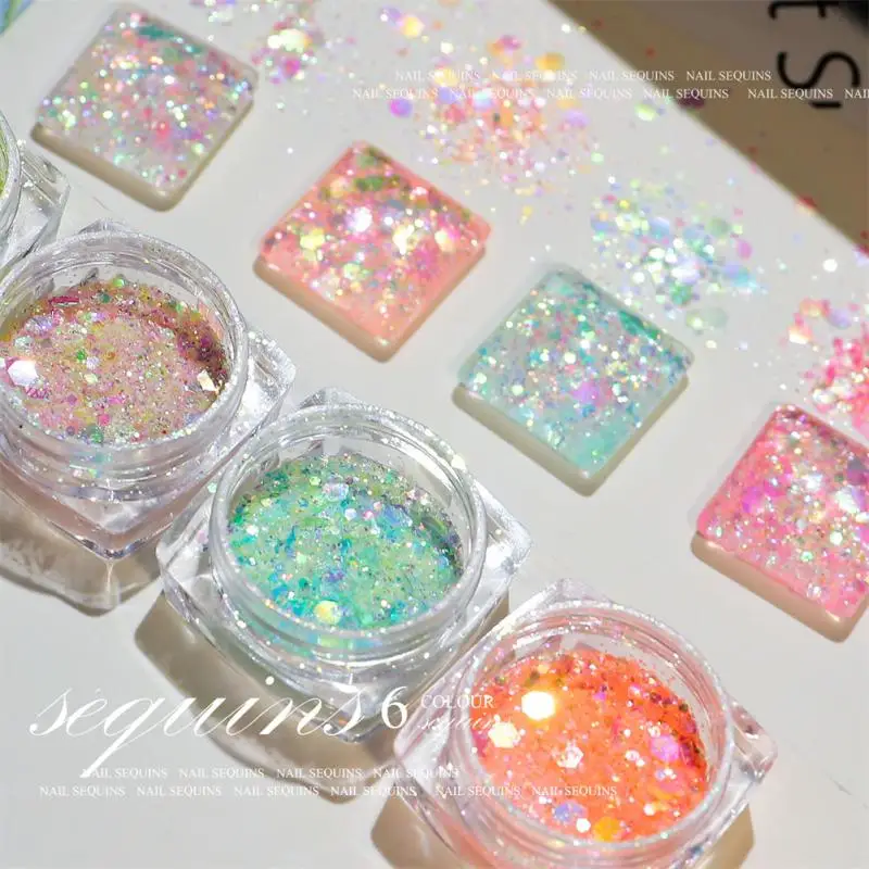 

Flash Meteor Mermaid Sequins Nail Glitter Flakes Mixed Mirror Hexagon Spangles Slices Paillette Nail Art Decorations