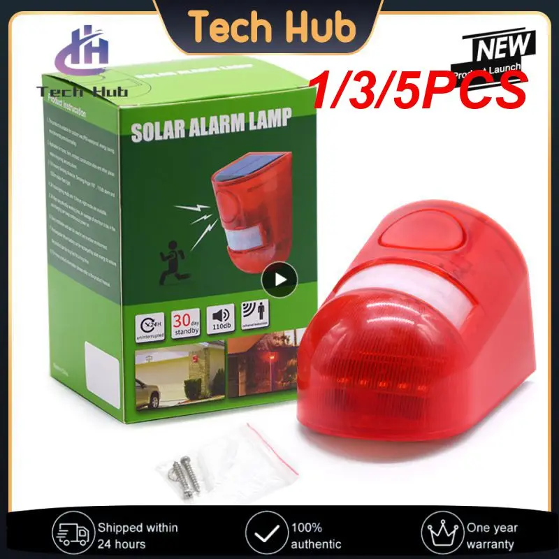 

1/3/5PCS Pack Solar Strobe Light With Motion Sensor Alarm 129DB Sound Security Siren IP65 Waterproof For Villa Farm Yard Garden