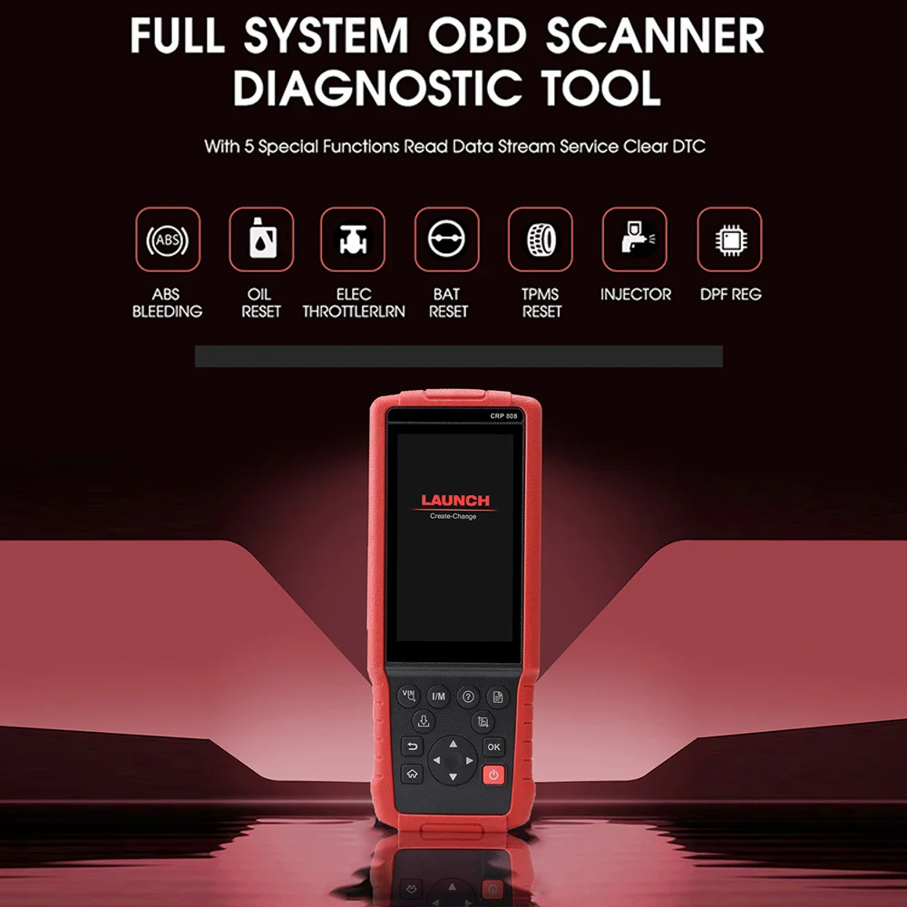 Диагностический сканер Launch X431 CRP808 полная система OBD2 с 5 специальными функциями