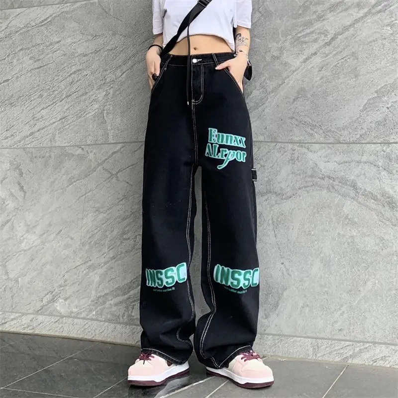 

Jeans for men and women in the summer of 2022 the new straight trousers loose retro letters printing joker wide-legged pants