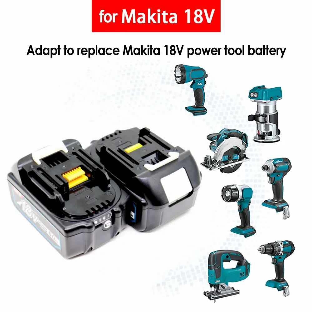 

Brand New Makita 18V 6.0Ah Replacement Battery for Makita BL1880 BL1860 BL1830 For Chainsaw Electric Drill 18650 Lithium Battery