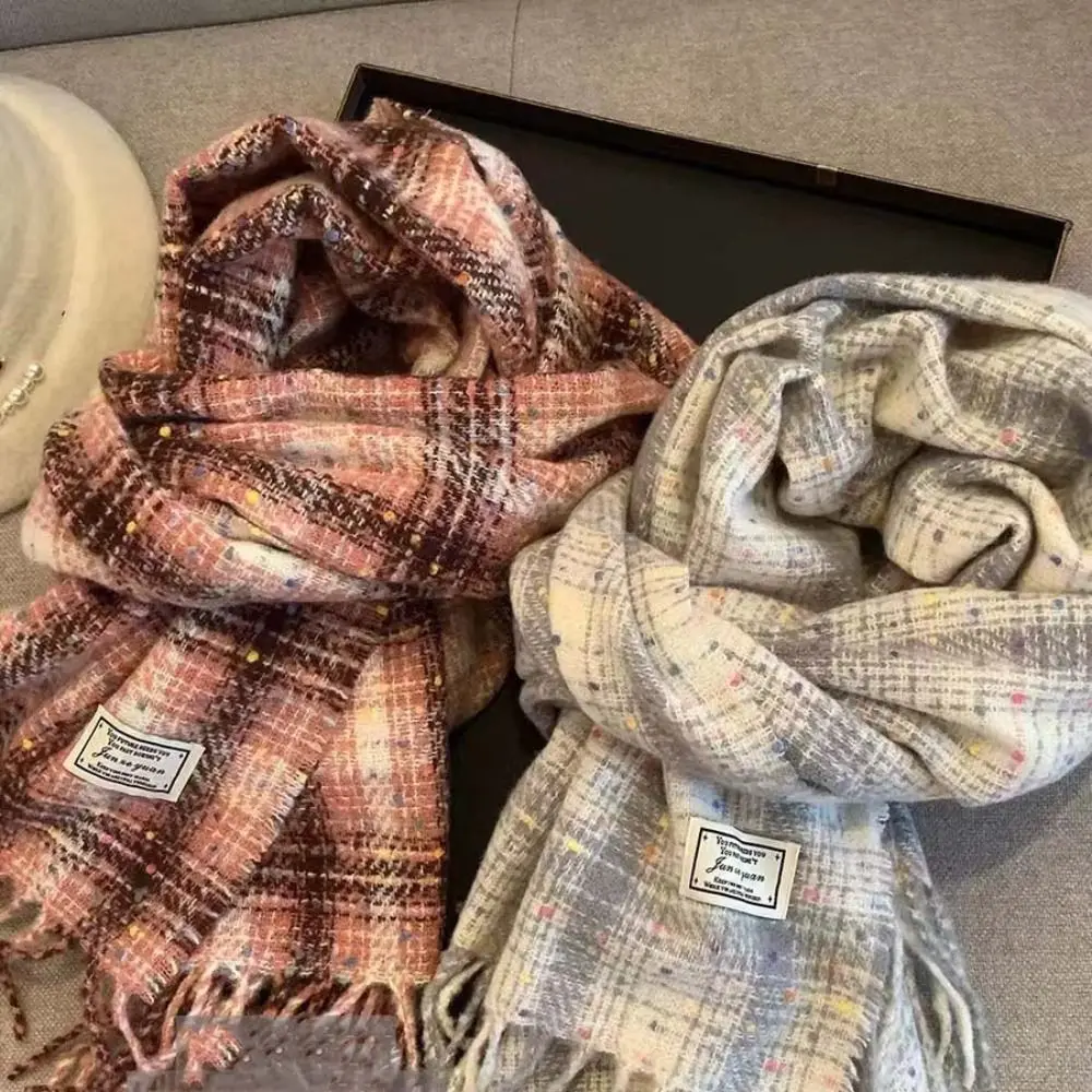 Плед шарф с радужной фасолью и кисточками плюшевые шерстяные шарфы зимние