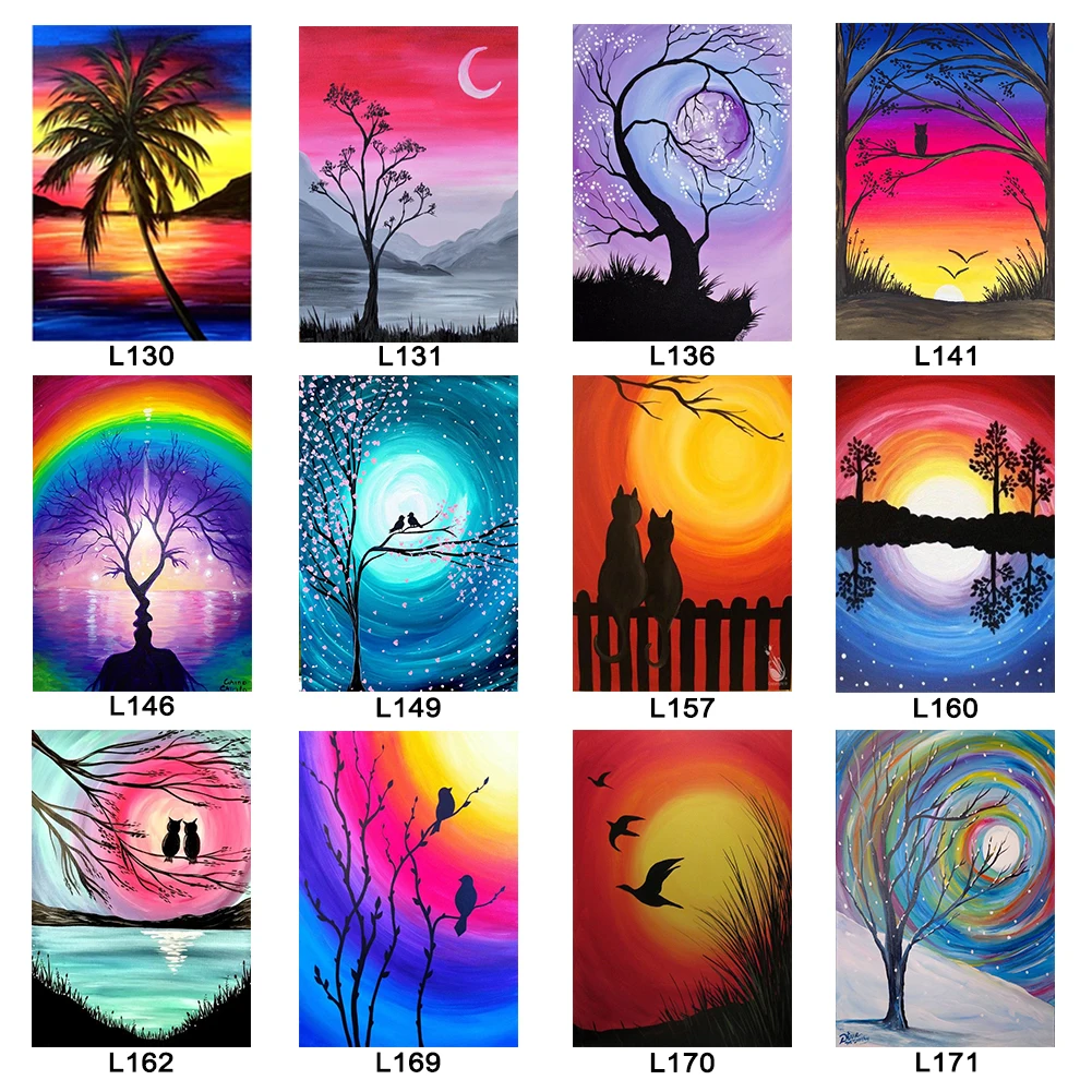 

DIY Landscape Series Oil Paint by Numbers Virgin Colouring Oil Hand Painted Drawing Ornament Kit Home Room Decoration Crafts