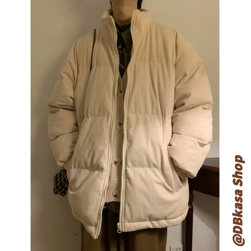 Winter Jacket Men Warm Fashion Oversize Thickened Corduroy Jackets Men Streetwear Korean Loose Thick Short Coat Mens Clothes