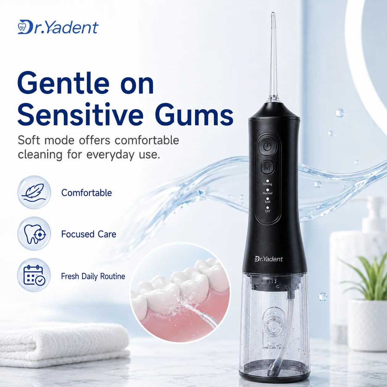 Фото Dr.Yadent YD06 Ирригатор для полости рта, ирригатор, 300 мл, большая емкость для дорожных поездок, 4 режима, с давлением своими руками, 7 различными насадками, водоструйными форсунками №4
