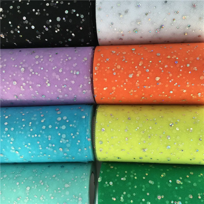 

25 Yards 13cm Glitter Sequin Tulle Roll Spool Tutu Fabric Wedding Decoration Organza Laser DIY Crafts Birthday Party Accessories