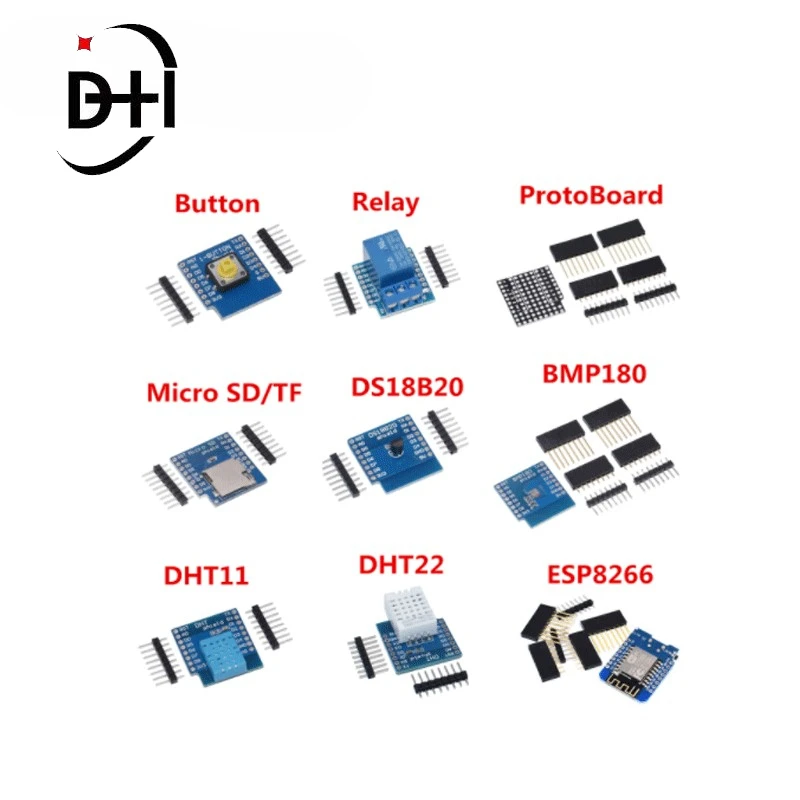 Макетная плата NodeMcu WS2812 RGB DHT11 DHT22 AM2302, 1 ESP8266 D1 Mini Pro Wi-Fi реле DS18B20 BMP180, комплект «сделай сам» для WeMos