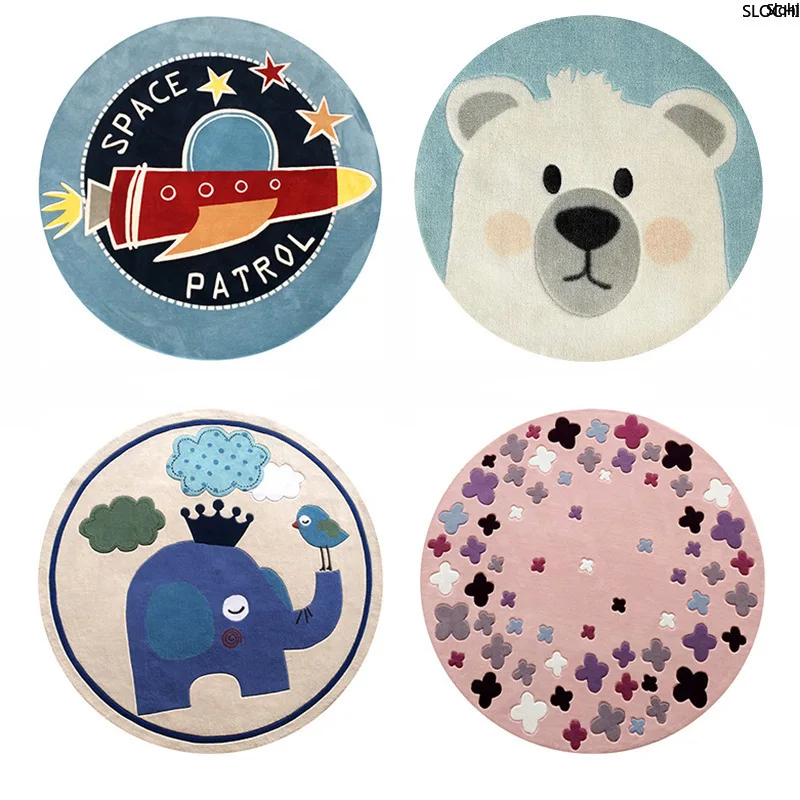 

Round Carpet Children's Cartoon Modern Living Room Bedroom Hanging Basket Swivel Chair Mat Computer Chair Mat Bedside Carpet