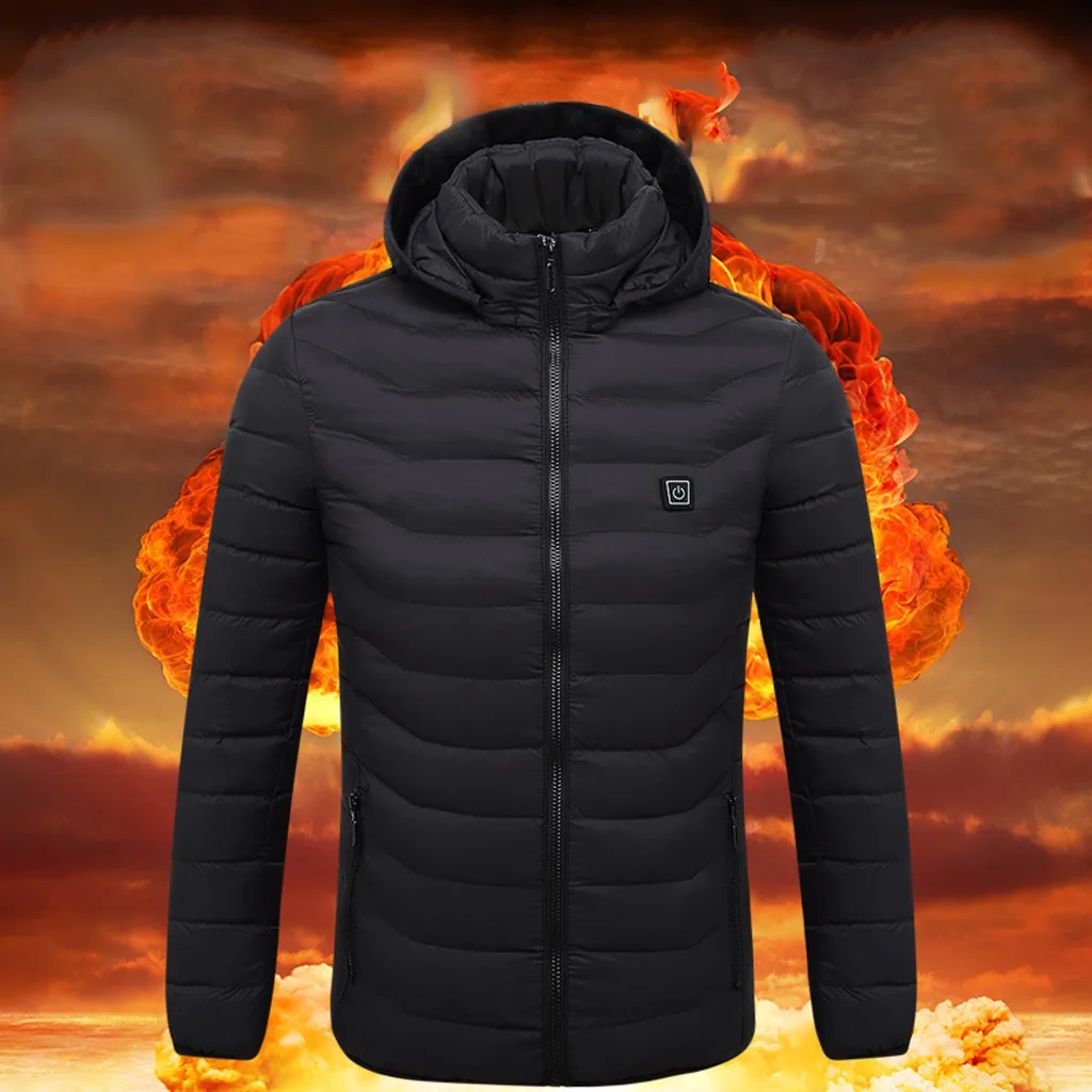 

Winter Men's Smart USB Abdominal Back Electric Heating Warm Down Cotton Jacket