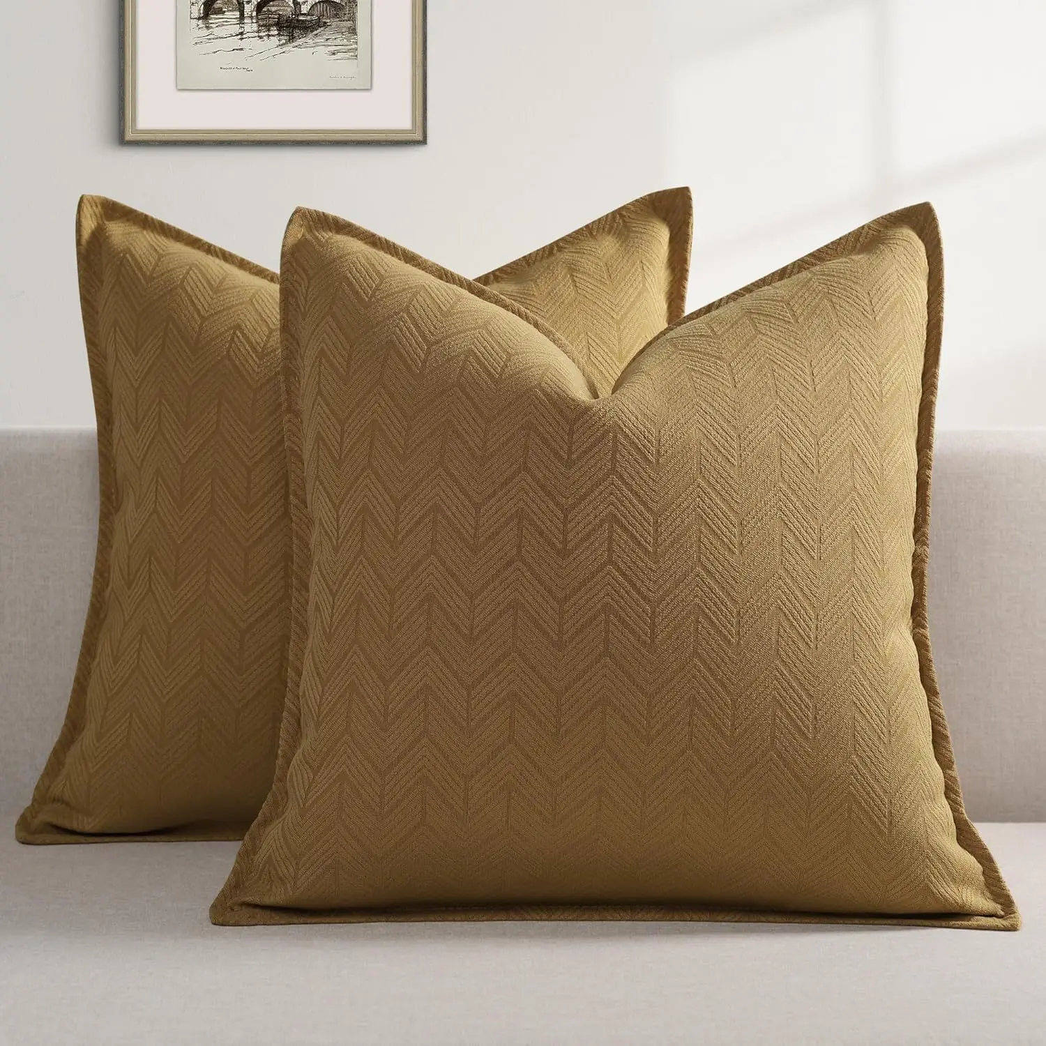 Чехол для подушки со стрелкой 60x60 см 45x45 размер на выбор мягкий синель оливковый