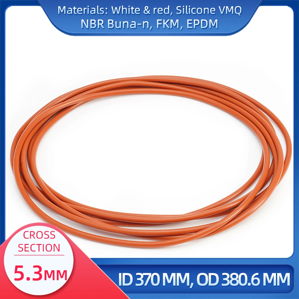 

O Ring CS 5.3 mm ID 370 mm OD 380.6 mm Material With Silicone VMQ NBR FKM EPDM ORing Seal Gask